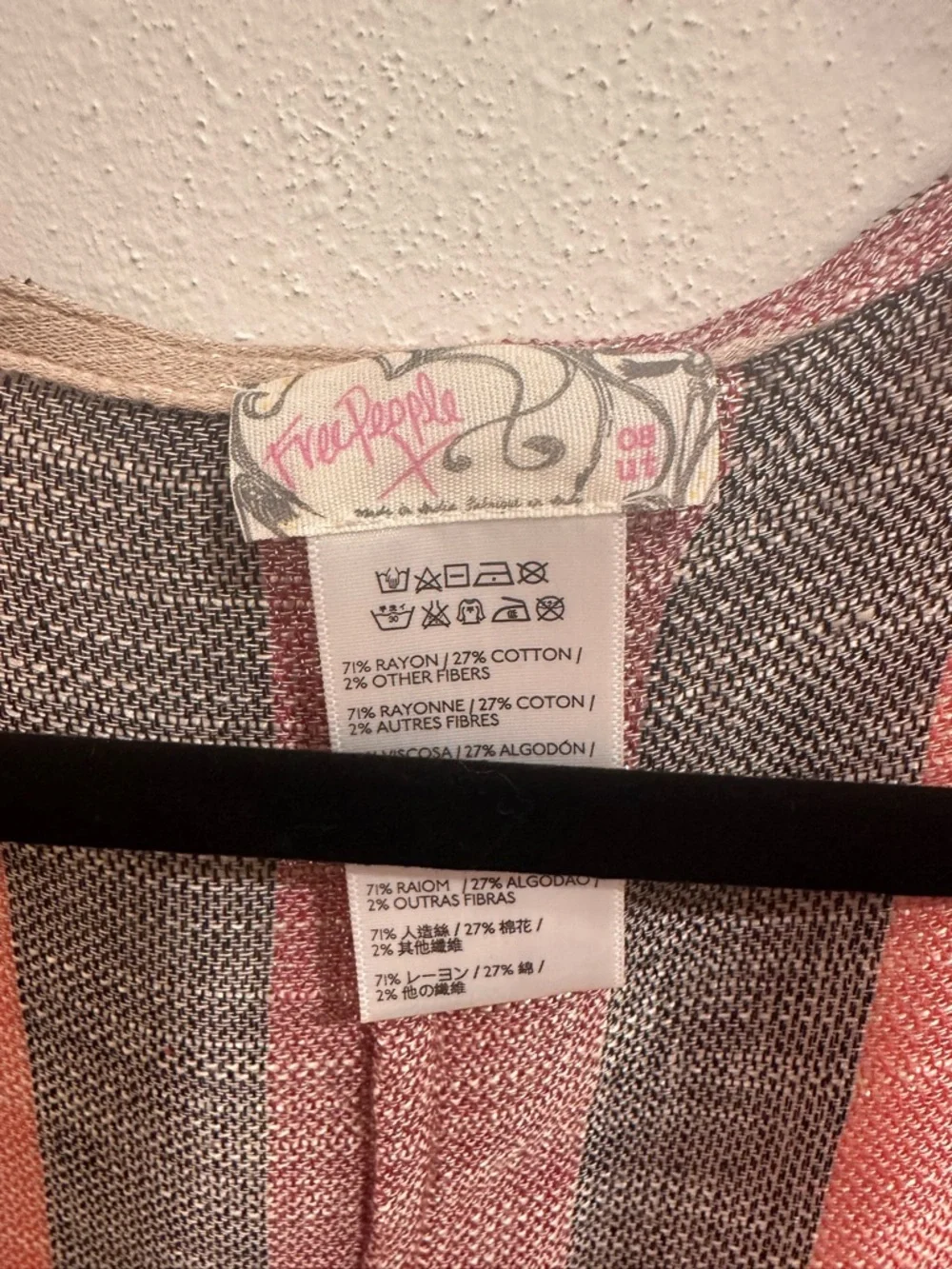 Free People striped kimono in coral, gray, cream - Picture 5 of 5